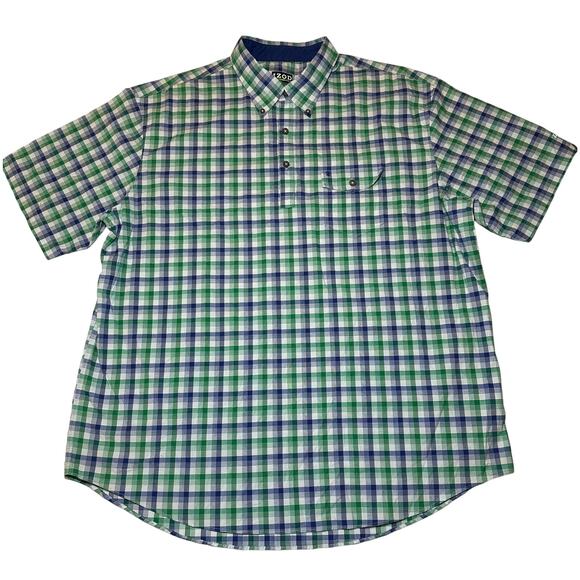 IZOD Golf Polo Shirt Mens Size XL Green Blue Pullover Golfer Stretch Button Down - Picture 1 of 9
